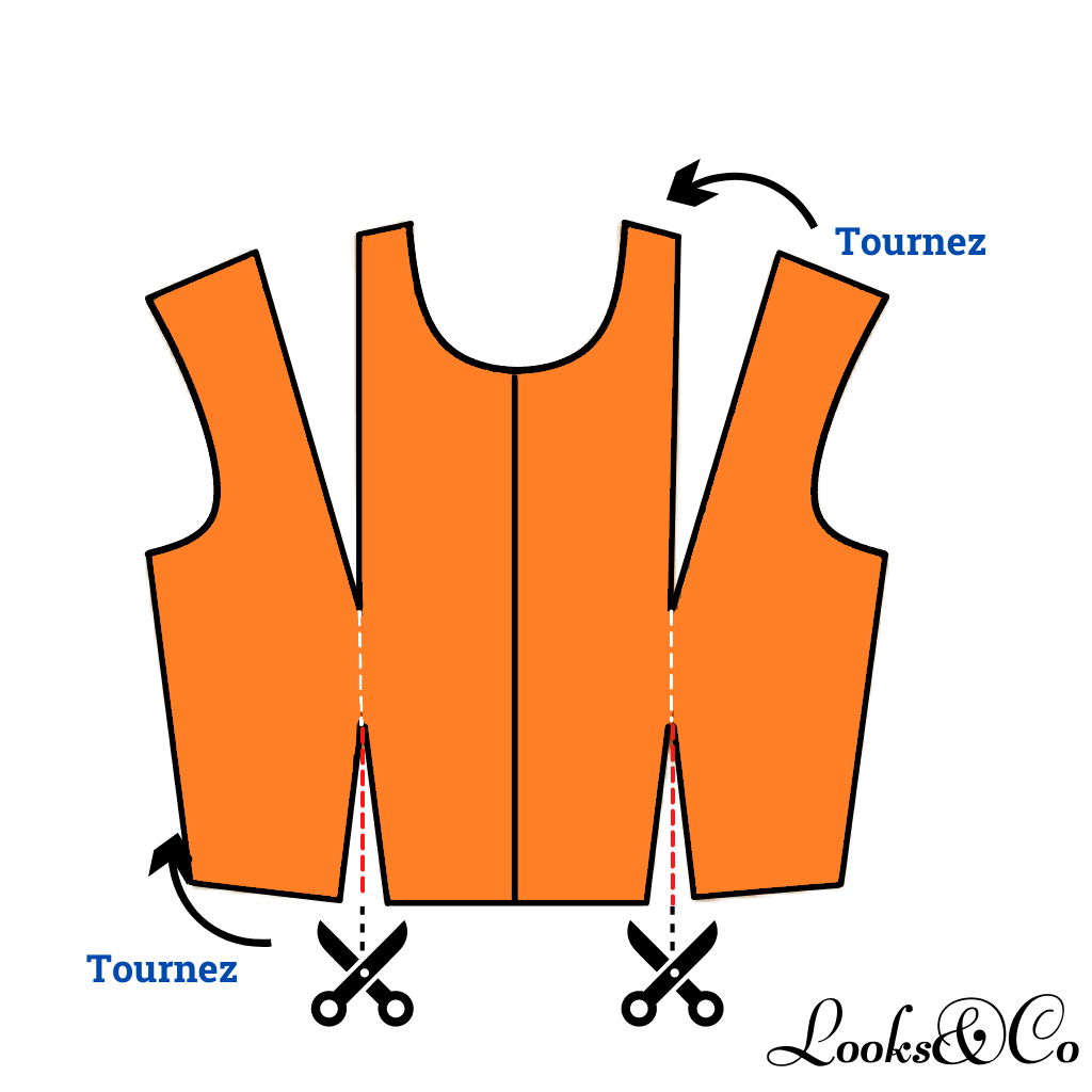 Déplacement de la pince de poitrine en une coupe avec une imitation de fermeture looks and co