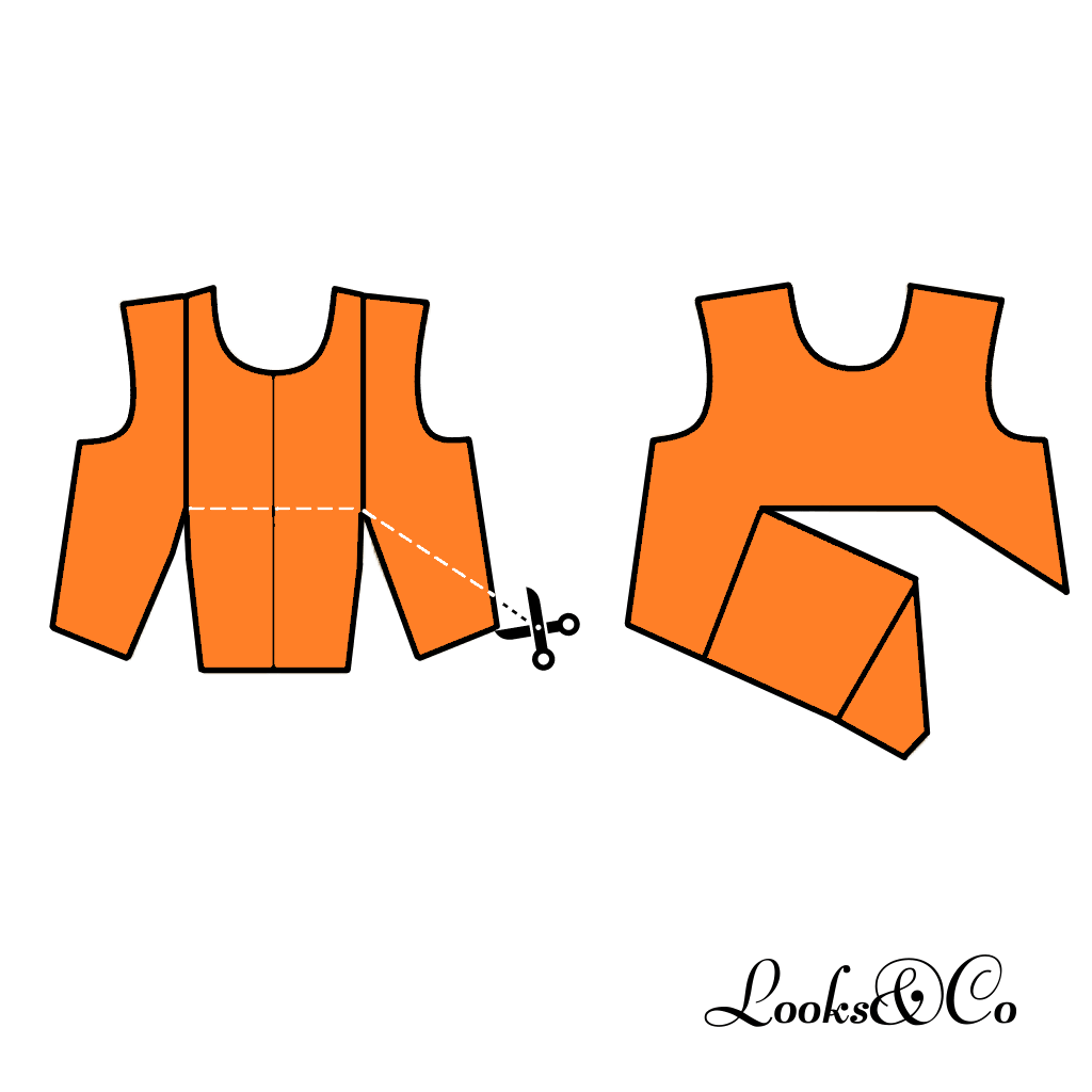 Déplacement de la pince de poitrine en une coupe avec une imitation de fermeture looks and co