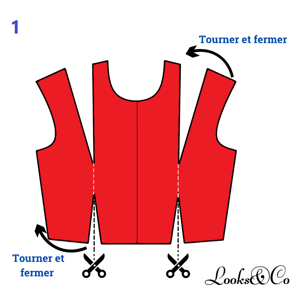 Déplacement de la pince de poitrine au drapée looks and co